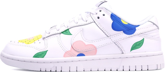 【定制球鞋】 Nike Dunk Low Triple White 花朵 葉子 塗鴉 ins風 簡約 清新 高街 低幫 板鞋 女款 白粉藍 Order 【定制球鞋】 Nike Dunk Low Triple White 花朵 葉子 塗鴉 ins風 簡約 清新 高街 低幫 板鞋 女款 白粉藍