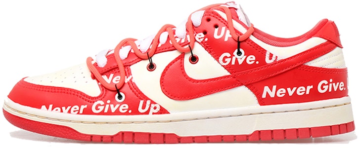 【客製化球鞋】Nike Dunk Low 彈幕 字母 Vibe風做舊 解構鞋帶 低筒 板鞋 女款 紅白 Buy 【客製化球鞋】Nike Dunk Low 彈幕 字母 Vibe風做舊 解構鞋帶 低筒 板鞋 女款 紅白