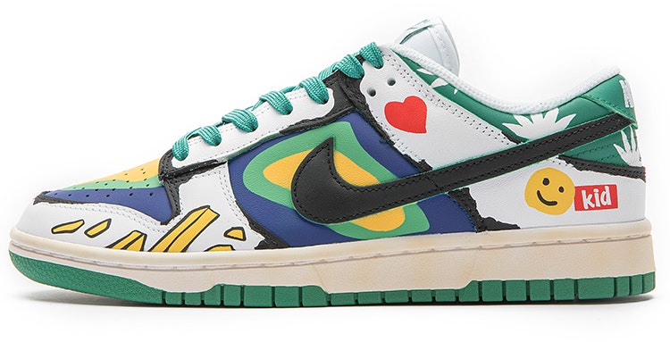 custom-shoes-women-nike-dunk-low-graffiti-fries-smile-thermal-imaging-crown