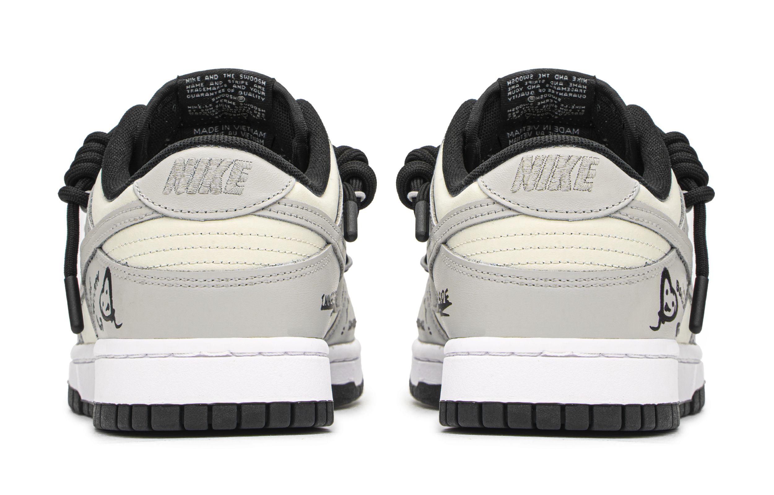 Shop (W) [Sepatu Custom] Nike Dunk Low 'Graffiti Mood Hitam Abu' CW1590-100(TeamA-涂鸦心情S-BOX)