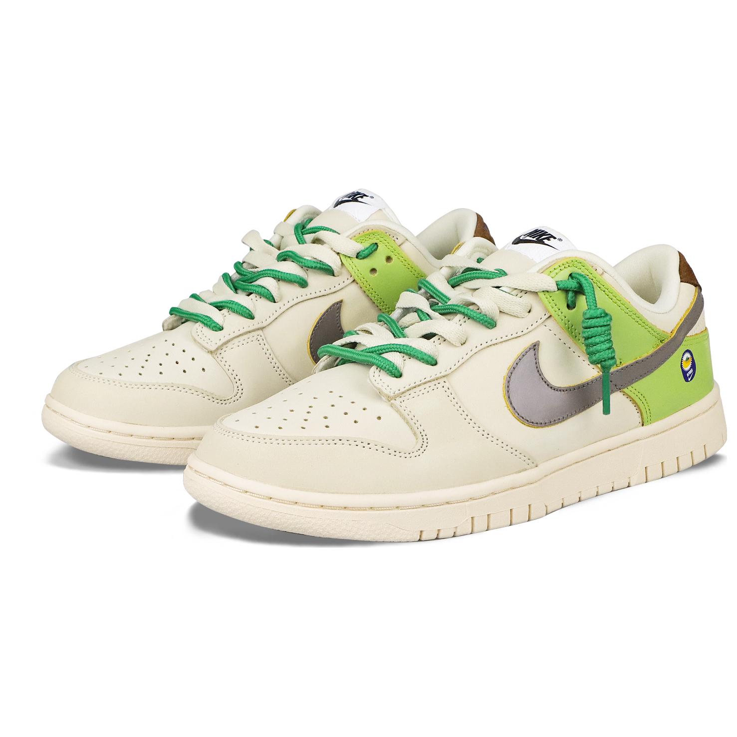 Lookbook 【定製球鞋】Nike Dunk Low 青香蕉 清新乾淨 雙鞋帶 低幫 板鞋 女款 綠棕