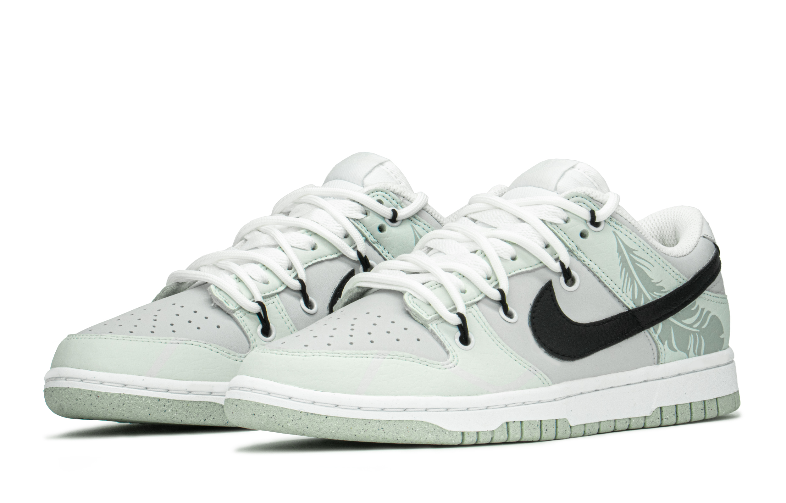 Lookbook (W) 나이키 덩크 로우 '녹흑 깃털' (Nike Dunk Low 'Green Black Feather') DN1431-102(TeamA-DK女羽毛绿黑S-BOX)