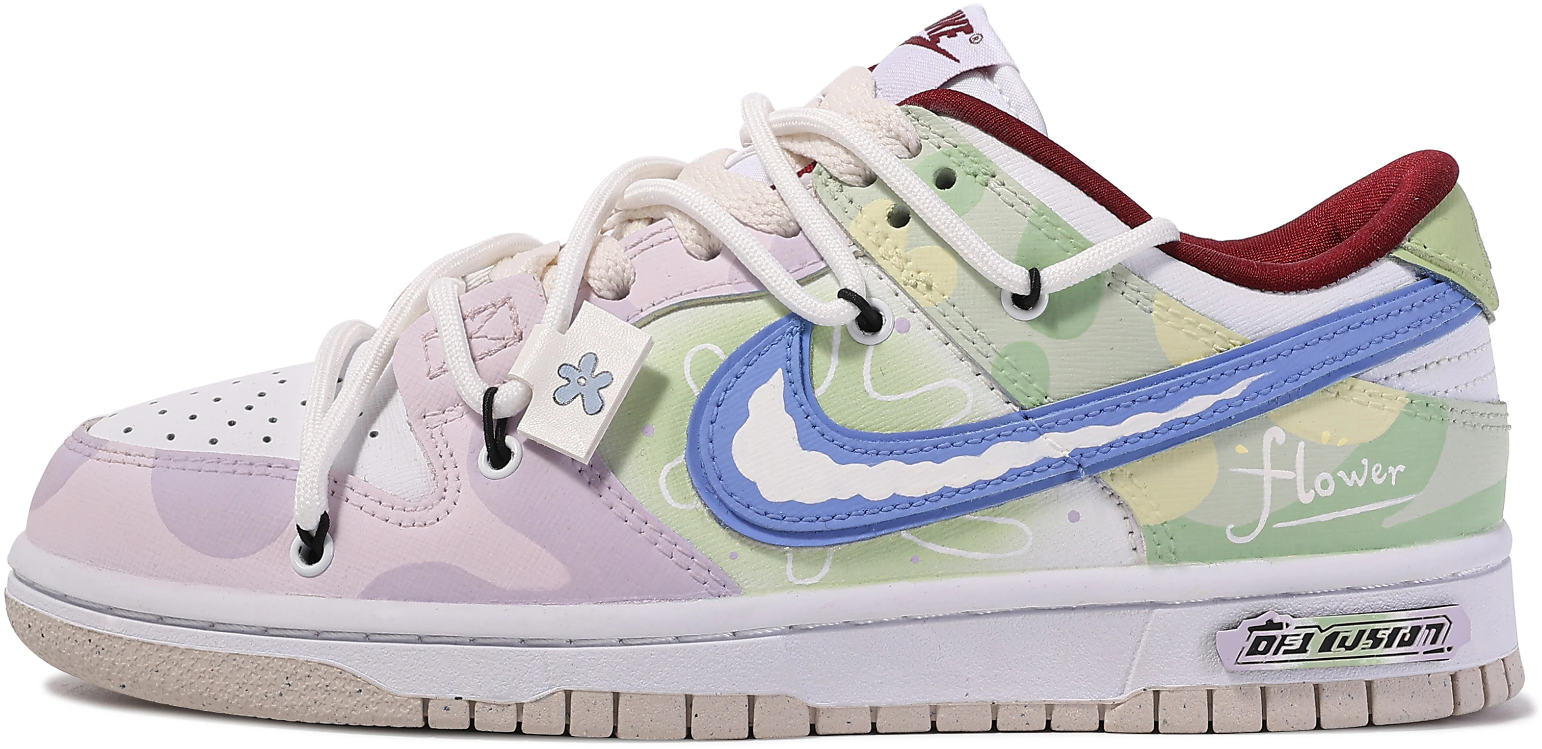 custom-shoes-women-nike-dunk-low-green-meadow-flower