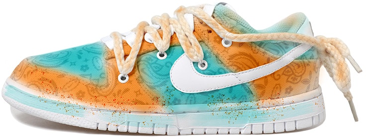 custom-shoes-women-nike-dunk-low-green-orange-paisley