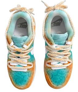 【定制球鞋】 Nike Dunk Low ESS 腰果花 小清新 仿旧風 麻繩 低筒 板鞋 女款 綠橙 Shop 【定制球鞋】 Nike Dunk Low ESS 腰果花 小清新 仿旧風 麻繩 低筒 板鞋 女款 綠橙