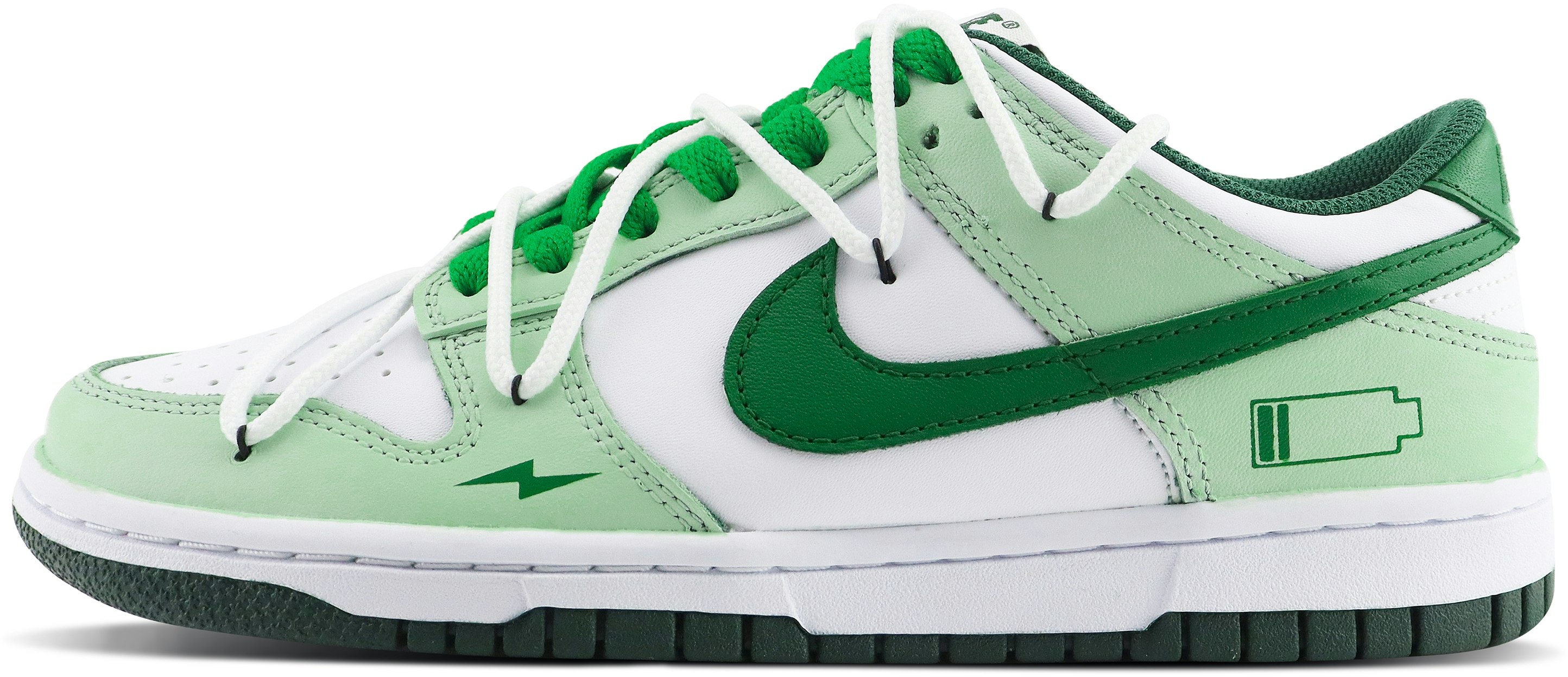 custom-shoes-women-nike-dunk-low-green-white