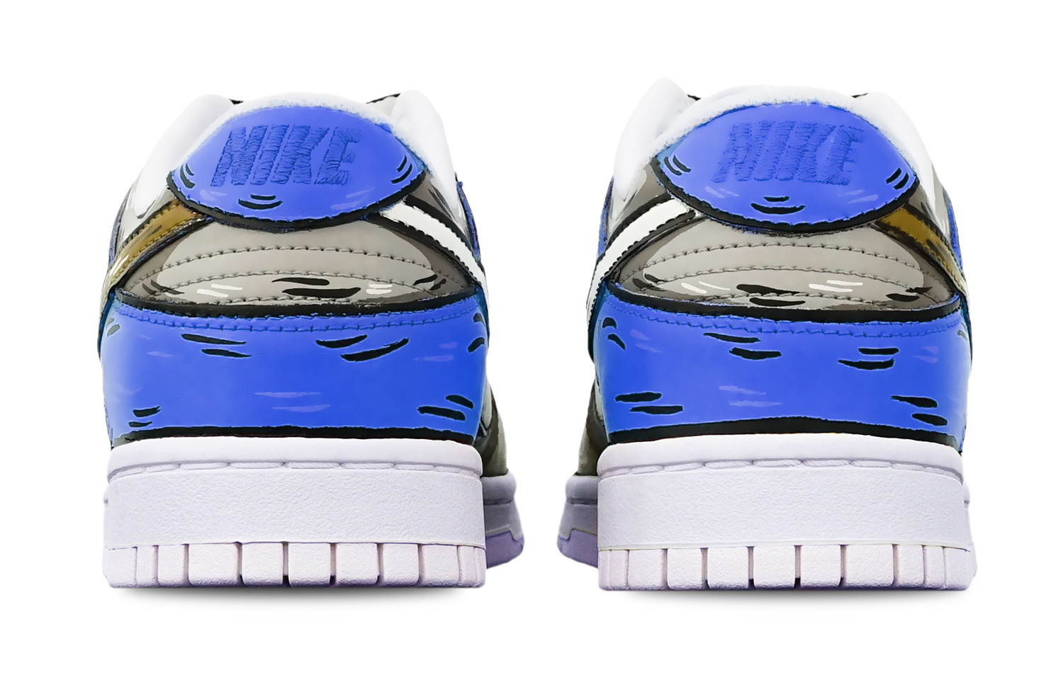 Lookbook (W) ナイキ ダンク ロー "スケッチ鮫ミサイル" (グレー/茶/青) DH9765-100(TeamT-鲨鱼灰棕蓝女S-BOX)