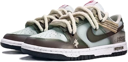 【客製化球鞋】Nike Dunk Low 解構鞋帶 金錢符號 數字 低筒 板鞋 女款 灰棕 Lookbook 【客製化球鞋】Nike Dunk Low 解構鞋帶 金錢符號 數字 低筒 板鞋 女款 灰棕