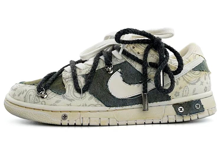 Buy 【定製球鞋】Nike Dunk Low ESS 牛仔拼貼 Vibe哥特風 做舊氧化 解構 低幫 板鞋 女款 灰