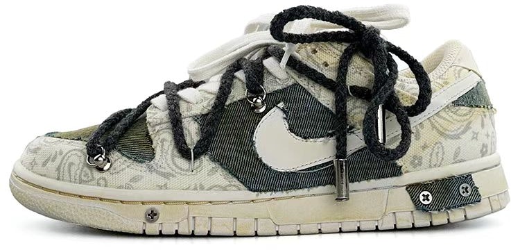 custom-shoes-women-nike-dunk-low-grey-denim-patchwork-goth