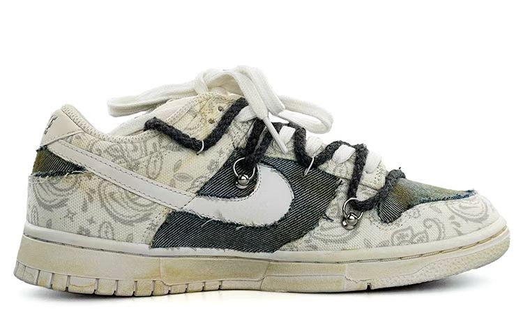 Order 【定製球鞋】Nike Dunk Low ESS 牛仔拼貼 Vibe哥特風 做舊氧化 解構 低幫 板鞋 女款 灰