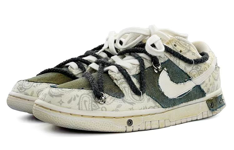 Lookbook 【定製球鞋】Nike Dunk Low ESS 牛仔拼貼 Vibe哥特風 做舊氧化 解構 低幫 板鞋 女款 灰