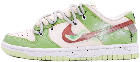 【定製球鞋】Nike Dunk Low “Grey Fog” 中國風 結構鞋帶 青蛇 高街 低幫 板鞋 女款 粉綠 Buy 【定製球鞋】Nike Dunk Low “Grey Fog” 中國風 結構鞋帶 青蛇 高街 低幫 板鞋 女款 粉綠