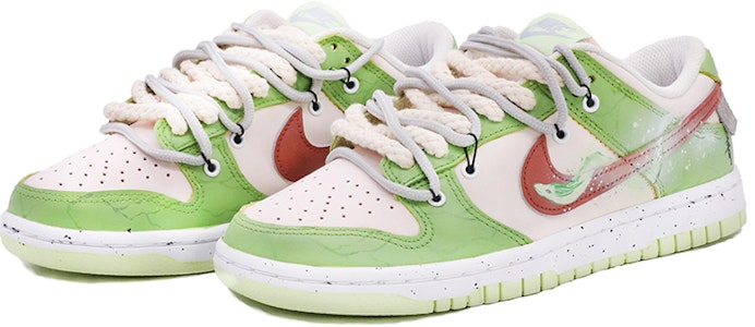 【定製球鞋】Nike Dunk Low “Grey Fog” 中國風 結構鞋帶 青蛇 高街 低幫 板鞋 女款 粉綠 Lookbook 【定製球鞋】Nike Dunk Low “Grey Fog” 中國風 結構鞋帶 青蛇 高街 低幫 板鞋 女款 粉綠