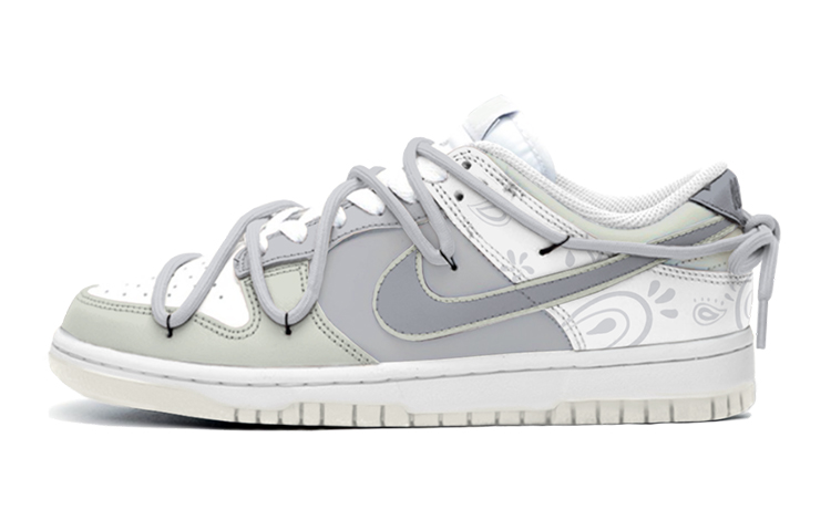 Buy 【定制球鞋】Nike Dunk Low 解構雙鞋帶設計 西海岸 腰果花 街頭風 塗鴉 休閒 低幫 板鞋 女款 灰綠