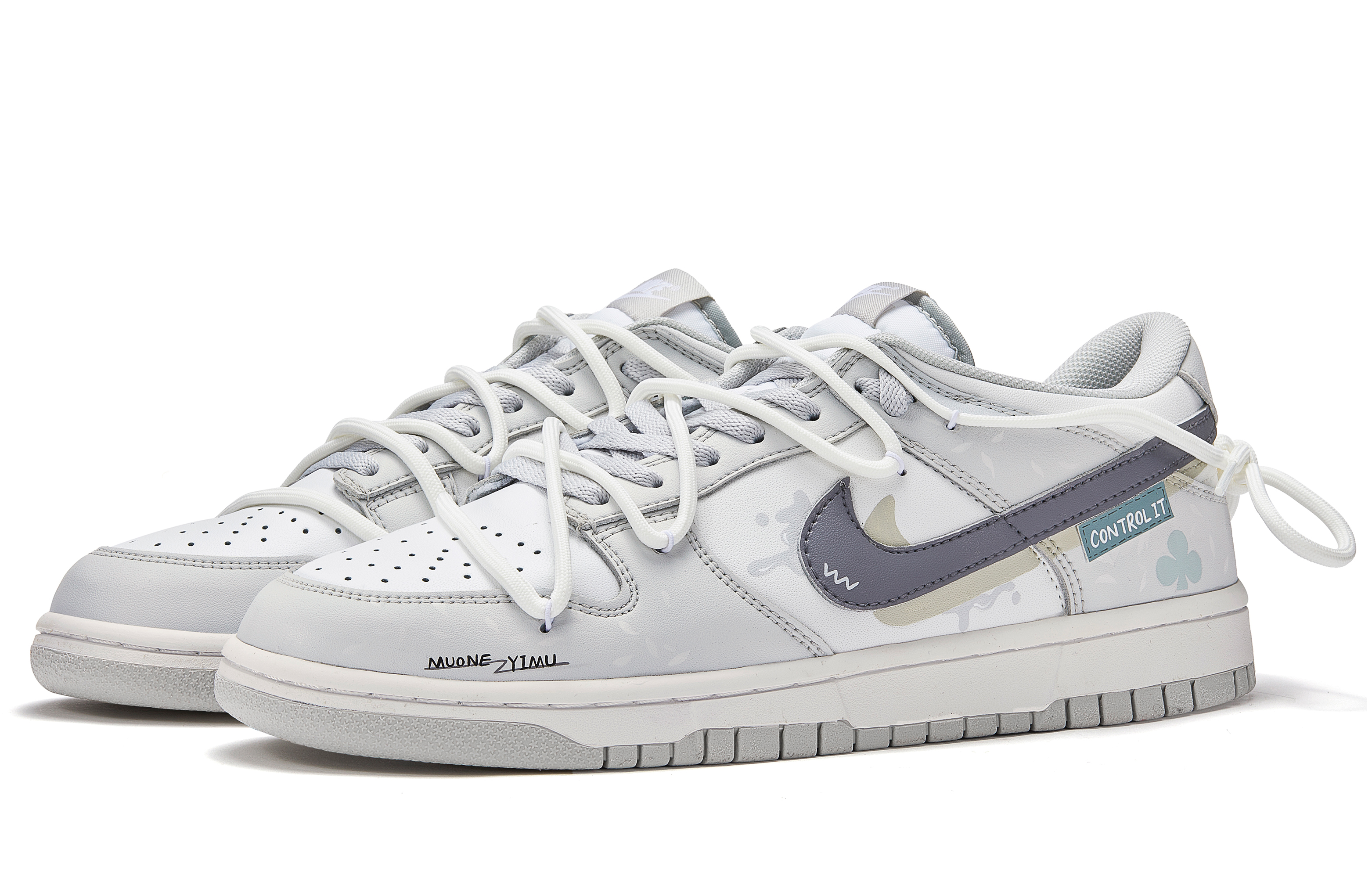 Shop (W) [Sepatu Kustom] Nike Dunk Low 'Abu Putih' DD1503-103(Team177-逆转流淌)