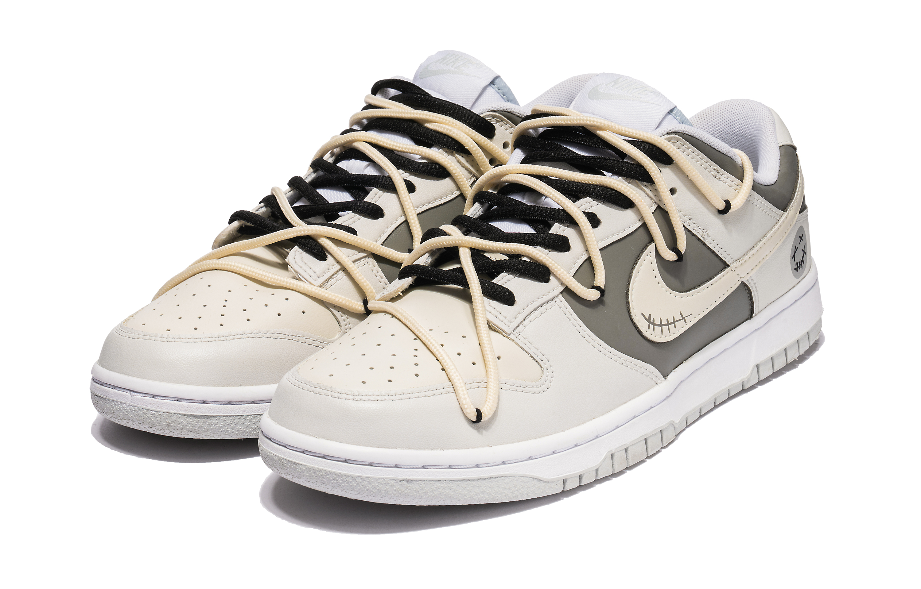 Shop (W) [Zapatillas Personalizadas] Nike Dunk Low 'Graffiti Gris y Blanco' DH9765-102(Team22-男款解构鬼脸灰白)
