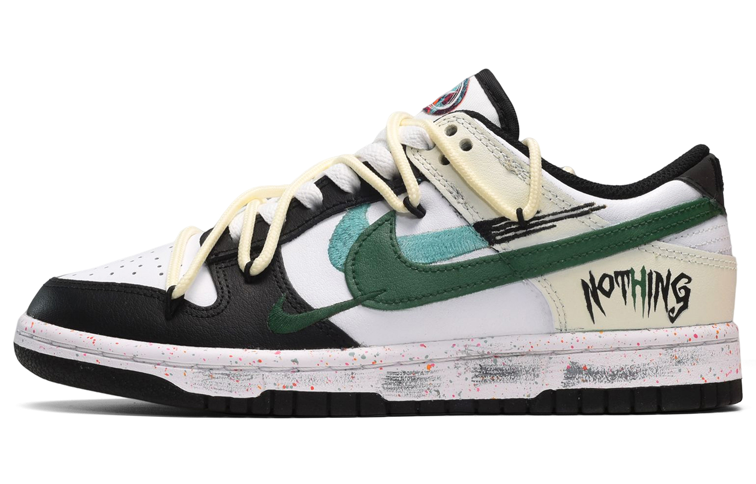 Buy (W) [Sepatu Custom] Nike Dunk Low 'Graffiti Coretan Tangan Swoosh Multi-Warna' FD4623-131(TeamE-女款泼墨黑白黄)