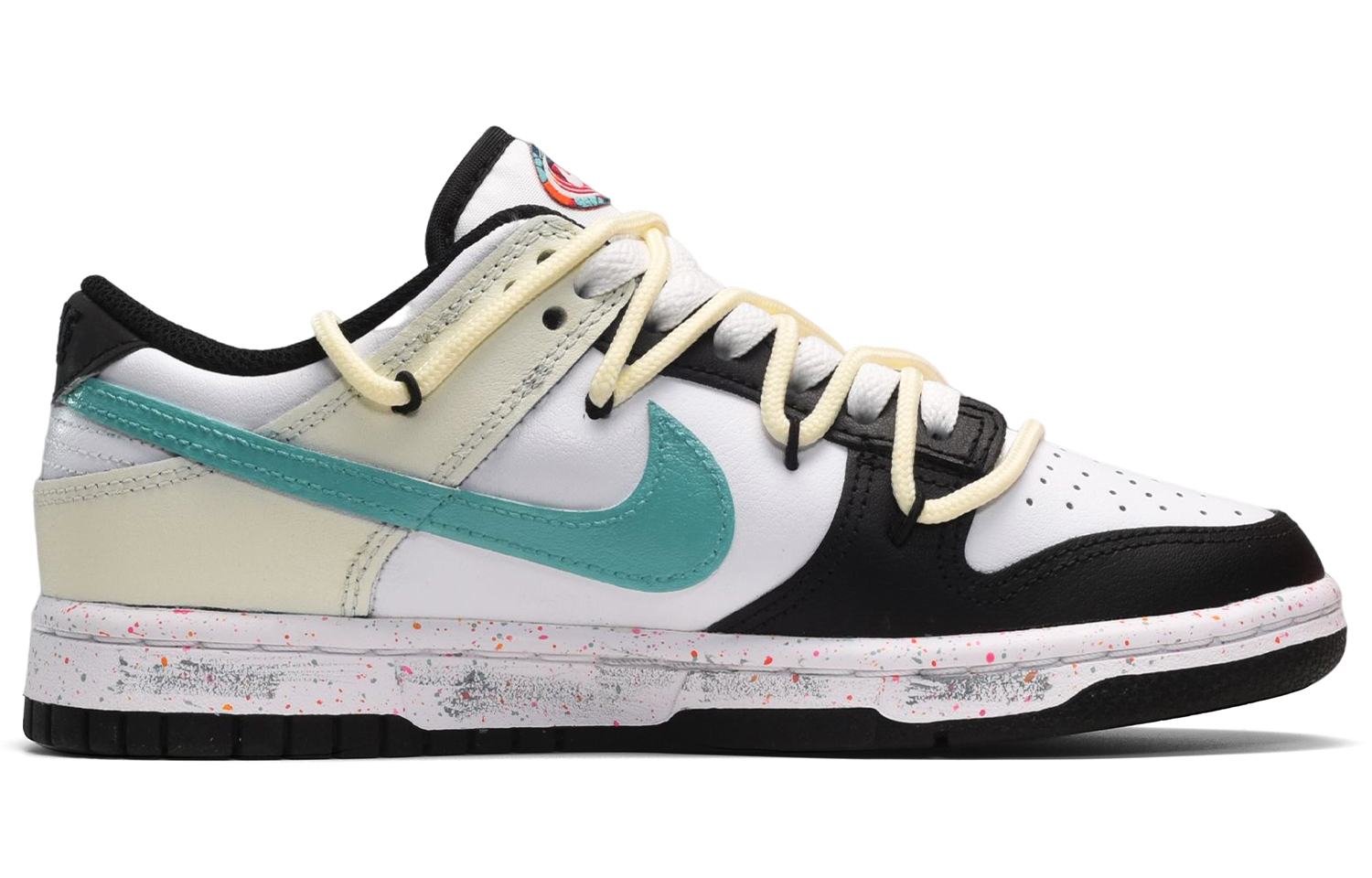 Order (W) [Sepatu Custom] Nike Dunk Low 'Graffiti Coretan Tangan Swoosh Multi-Warna' FD4623-131(TeamE-女款泼墨黑白黄)