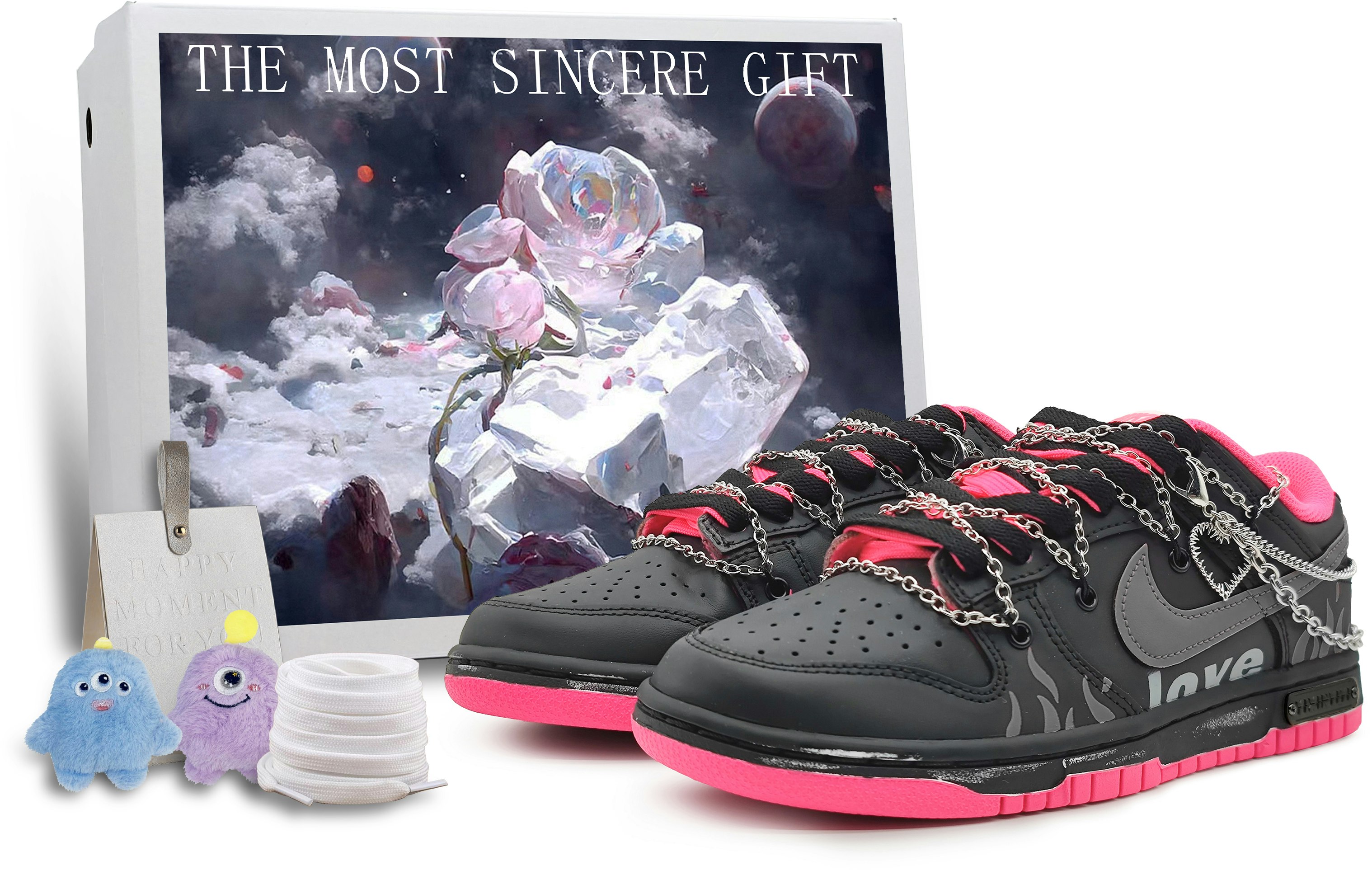 custom-shoes-women-nike-dunk-low-heart-craft-pink-black