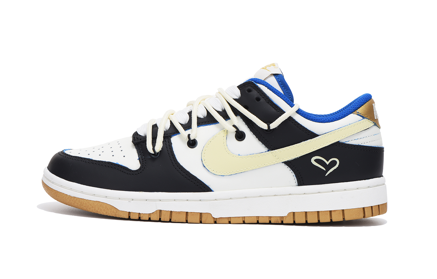 Buy (W) Zapatillas Nike Dunk Low 'Corazón Regalo Negro Blanco Azul' FB7173-141(Team拾伍-女款黑黄爱心)