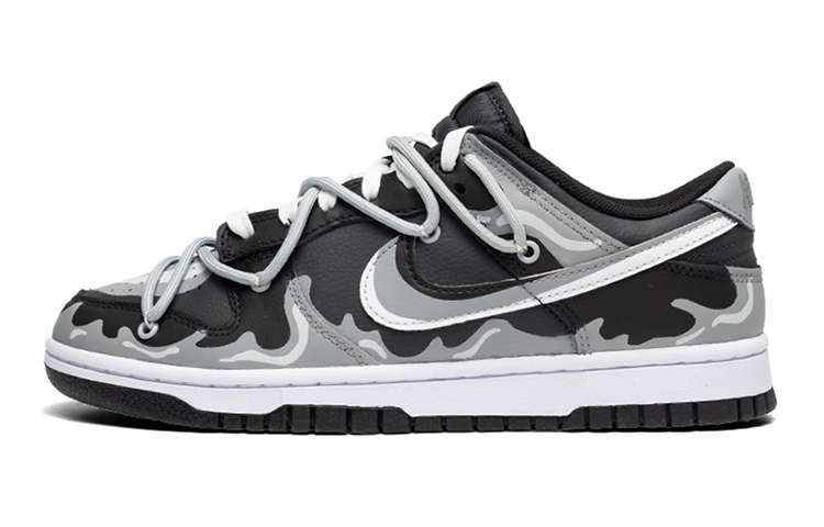 Buy 【定制球鞋】Nike Dunk Low 熱血青春 綁帶 二次元 火浪 熱感應 漸變 復古 休閒 低幫 板鞋 女款 黑白灰