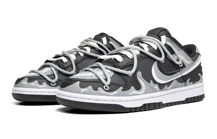 Lookbook 【定制球鞋】Nike Dunk Low 熱血青春 綁帶 二次元 火浪 熱感應 漸變 復古 休閒 低幫 板鞋 女款 黑白灰
