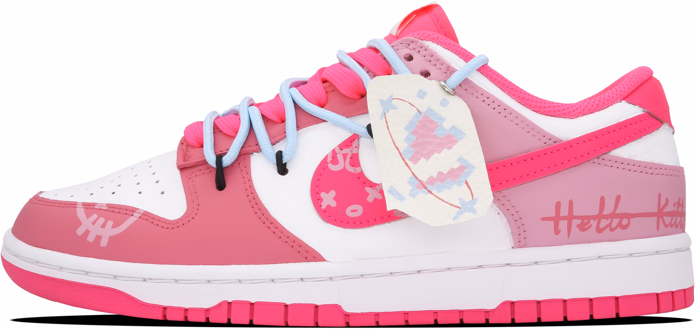 custom-shoes-women-nike-dunk-low-hot-pink-and-sweet-kt-cat