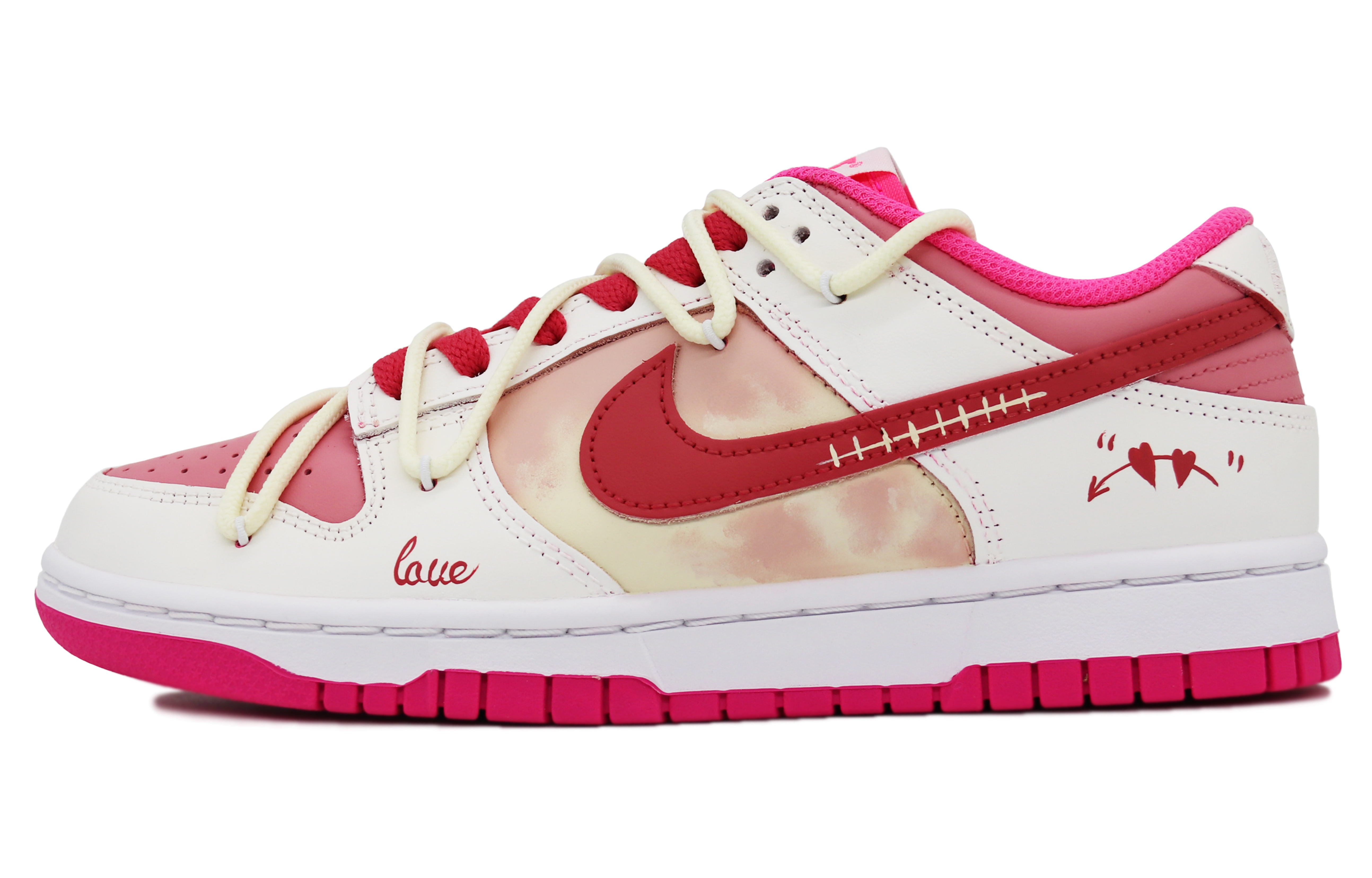 Buy 【訂製球鞋】Nike Dunk Low Hot Pink 荊棘之戀 解構 甜酷 潮流 個性 簡約 低筒 板鞋 女款 白粉