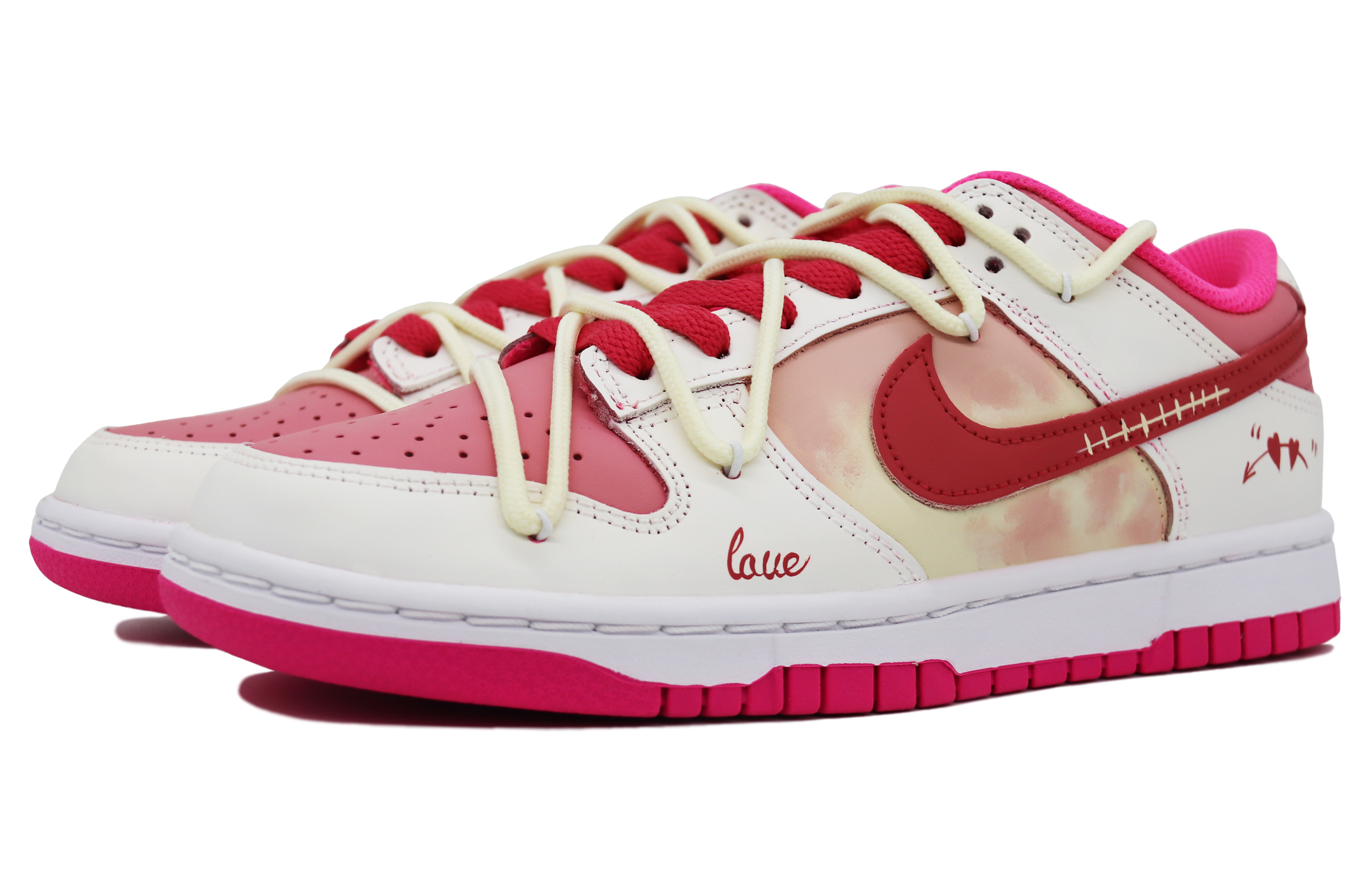 Lookbook 【訂製球鞋】Nike Dunk Low Hot Pink 荊棘之戀 解構 甜酷 潮流 個性 簡約 低筒 板鞋 女款 白粉