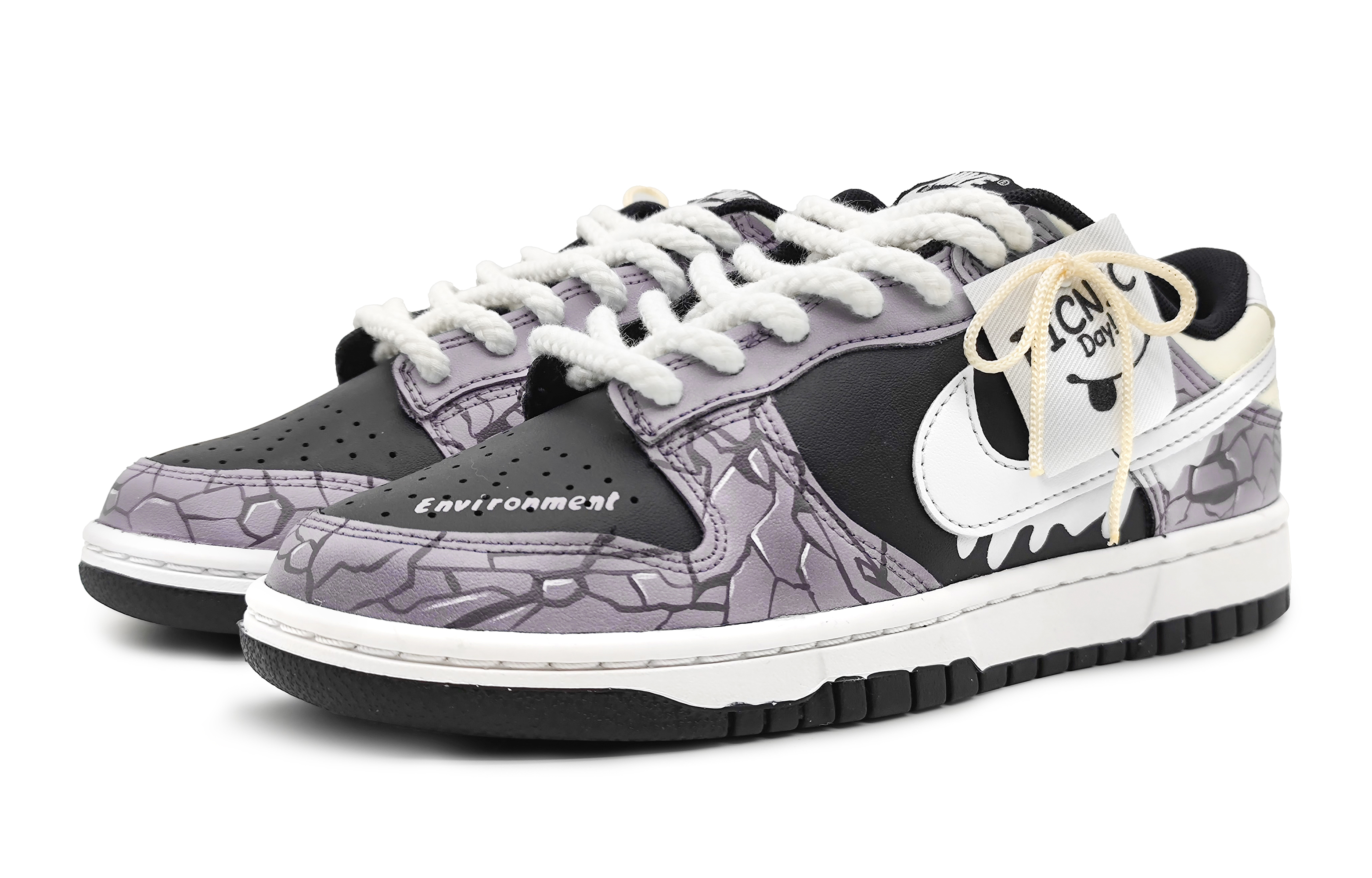 Lookbook 【定制球鞋】Nike Dunk Low GS 冰河世紀 冰川裂變 3D效果 刺繡標牌 防滑耐磨 低幫 板鞋 女款 黑紫