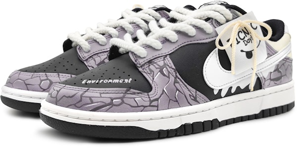 【定制球鞋】Nike Dunk Low GS 冰河世紀 冰川裂變 3D效果 刺繡標牌 防滑耐磨 低幫 板鞋 女款 黑紫 Lookbook 【定制球鞋】Nike Dunk Low GS 冰河世紀 冰川裂變 3D效果 刺繡標牌 防滑耐磨 低幫 板鞋 女款 黑紫