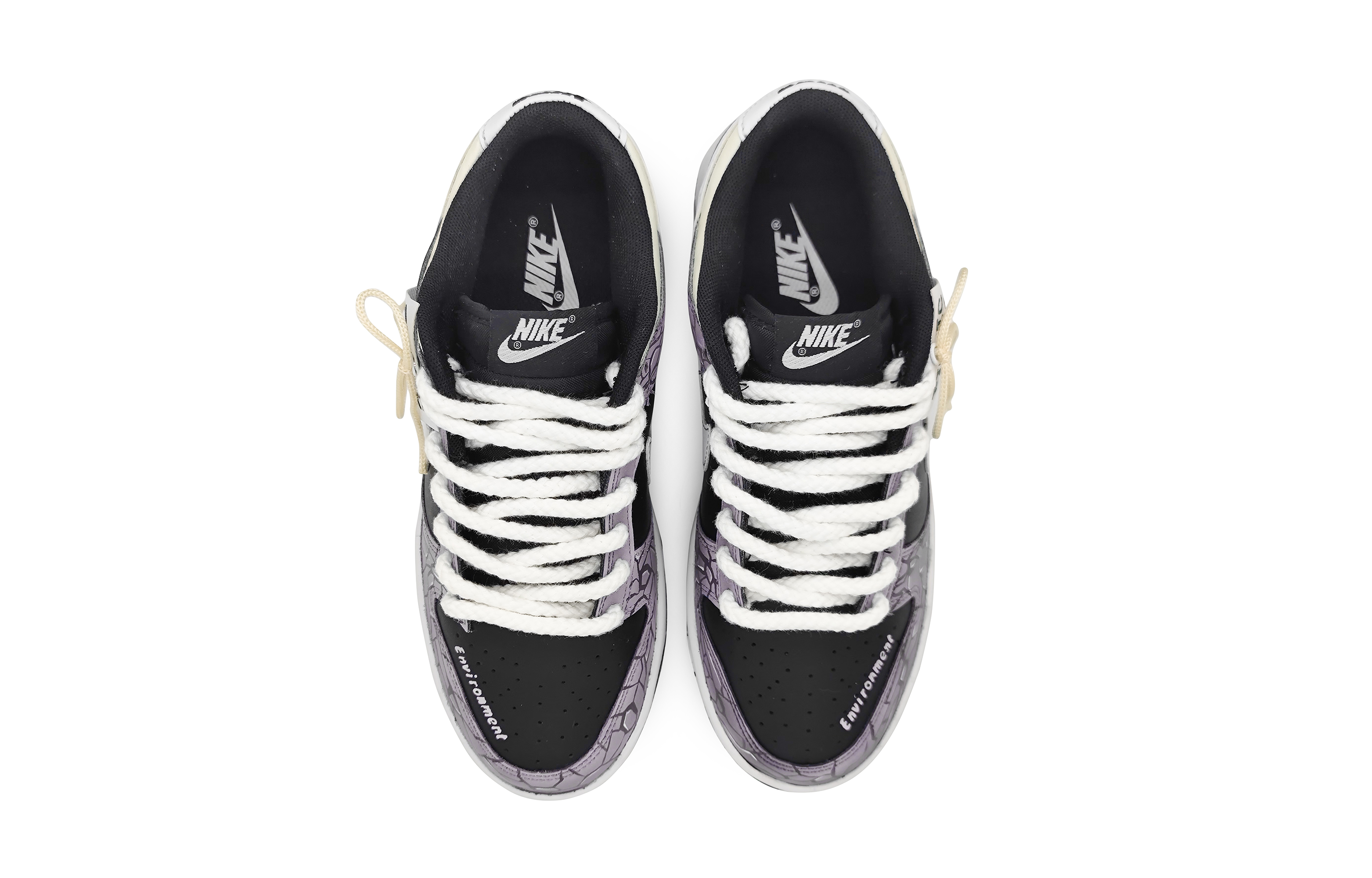 Shop 【定制球鞋】Nike Dunk Low GS 冰河世紀 冰川裂變 3D效果 刺繡標牌 防滑耐磨 低幫 板鞋 女款 黑紫