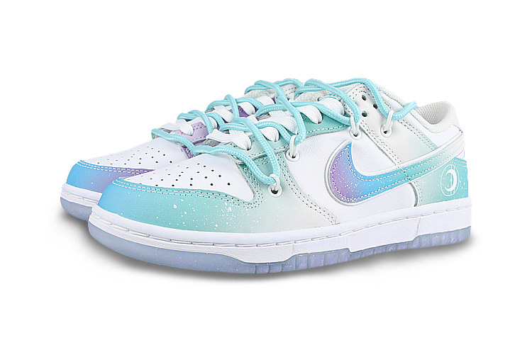 Lookbook (W) 나이키 덩크 로우 '무지개 흩뿌림 블루-화이트' (커스텀) FJ7743-194(Team58-镭射月亮)