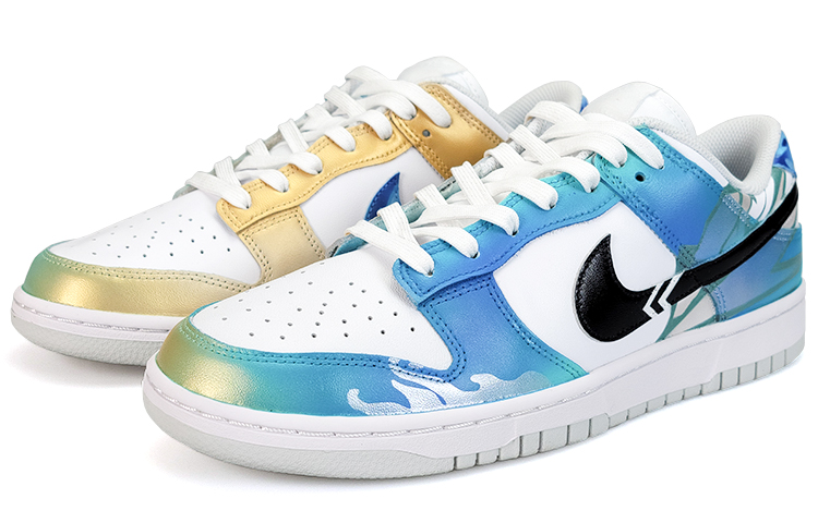 Lookbook 【定制球鞋】Nike Dunk Low 捷提 冥駿 棄王遺思 金色炫彩 Jett 打瓦 防滑耐磨 低筒 板鞋 女款 白藍金灰