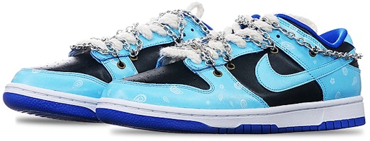 【定制球鞋】 Nike Dunk Low L‘amant 銀鍊藍魄 Vibe定製 解構鞋帶 低幫 板鞋 女款 藍黑 Lookbook 【定制球鞋】 Nike Dunk Low L‘amant 銀鍊藍魄 Vibe定製 解構鞋帶 低幫 板鞋 女款 藍黑