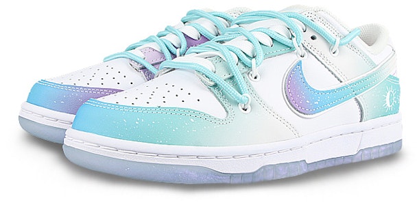 【客製化球鞋】Nike Dunk Low 閃耀潑墨 鐳射太陽 逐漸解構 炫彩亮麗 防滑減震 低筒 板鞋 女款 藍白 Lookbook 【客製化球鞋】Nike Dunk Low 閃耀潑墨 鐳射太陽 逐漸解構 炫彩亮麗 防滑減震 低筒 板鞋 女款 藍白