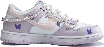 【定制球鞋】Nike Dunk Low 香芋紫蝴蝶 解構風 雙鞋帶 珍珠鏈條 學院風 低幫 板鞋 女款 藍紫粉 Order 【定制球鞋】Nike Dunk Low 香芋紫蝴蝶 解構風 雙鞋帶 珍珠鏈條 學院風 低幫 板鞋 女款 藍紫粉