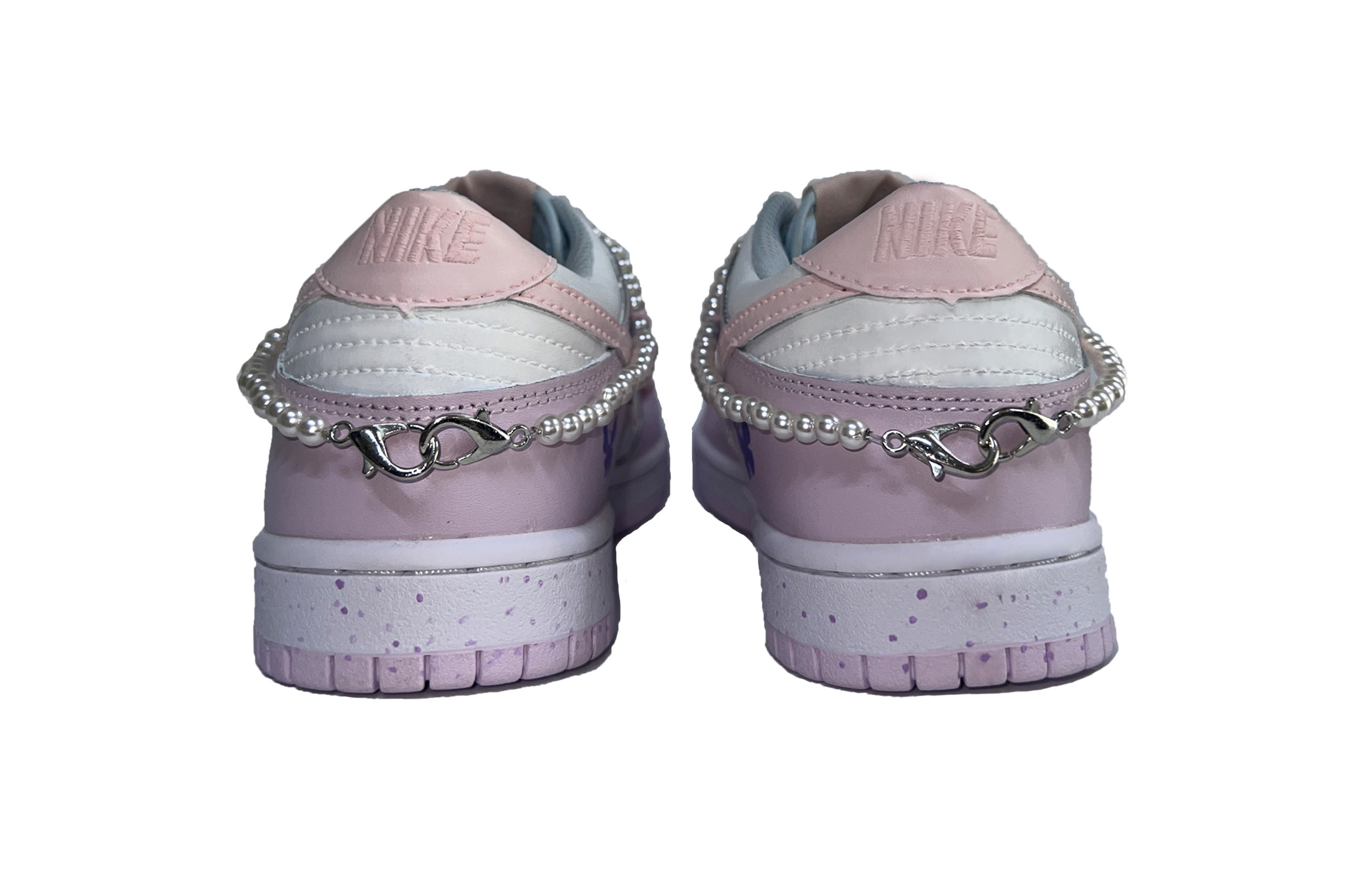 Shop 【定制球鞋】Nike Dunk Low 香芋紫蝴蝶 解構風 雙鞋帶 珍珠鏈條 學院風 低幫 板鞋 女款 藍紫粉
