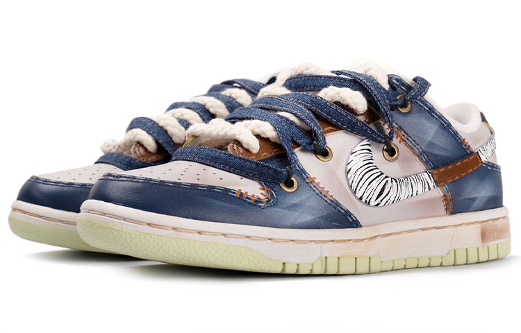 Shop (W) [Kasut Custom] Nike Dunk Low 'Lime Ice Deconstructed Retro Denim Graffiti' DD1503-600(TeamR-女款水洗牛仔S-BOX)