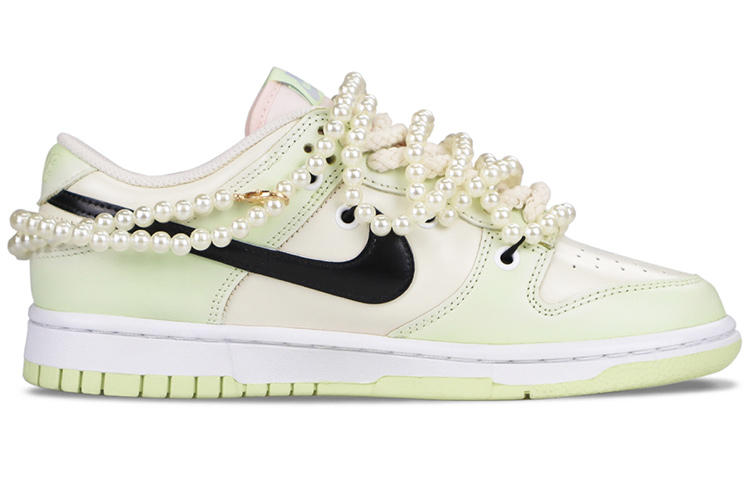 Order 【定制球鞋】 Nike Dunk Low Lime Ice 復古Ins風 鬱金香主題定制 解構雙鞋帶 珍珠 禮物 乾淨優雅 情侶 低幫 板鞋 女款 粉綠