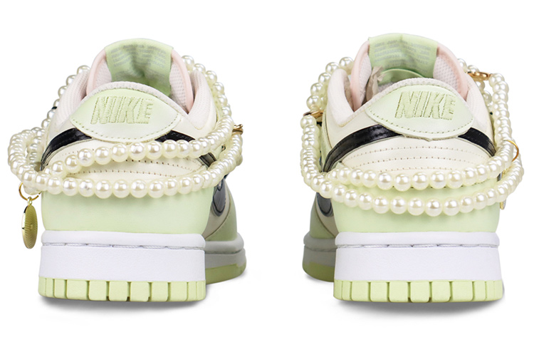 Shop 【定制球鞋】 Nike Dunk Low Lime Ice 復古Ins風 鬱金香主題定制 解構雙鞋帶 珍珠 禮物 乾淨優雅 情侶 低幫 板鞋 女款 粉綠
