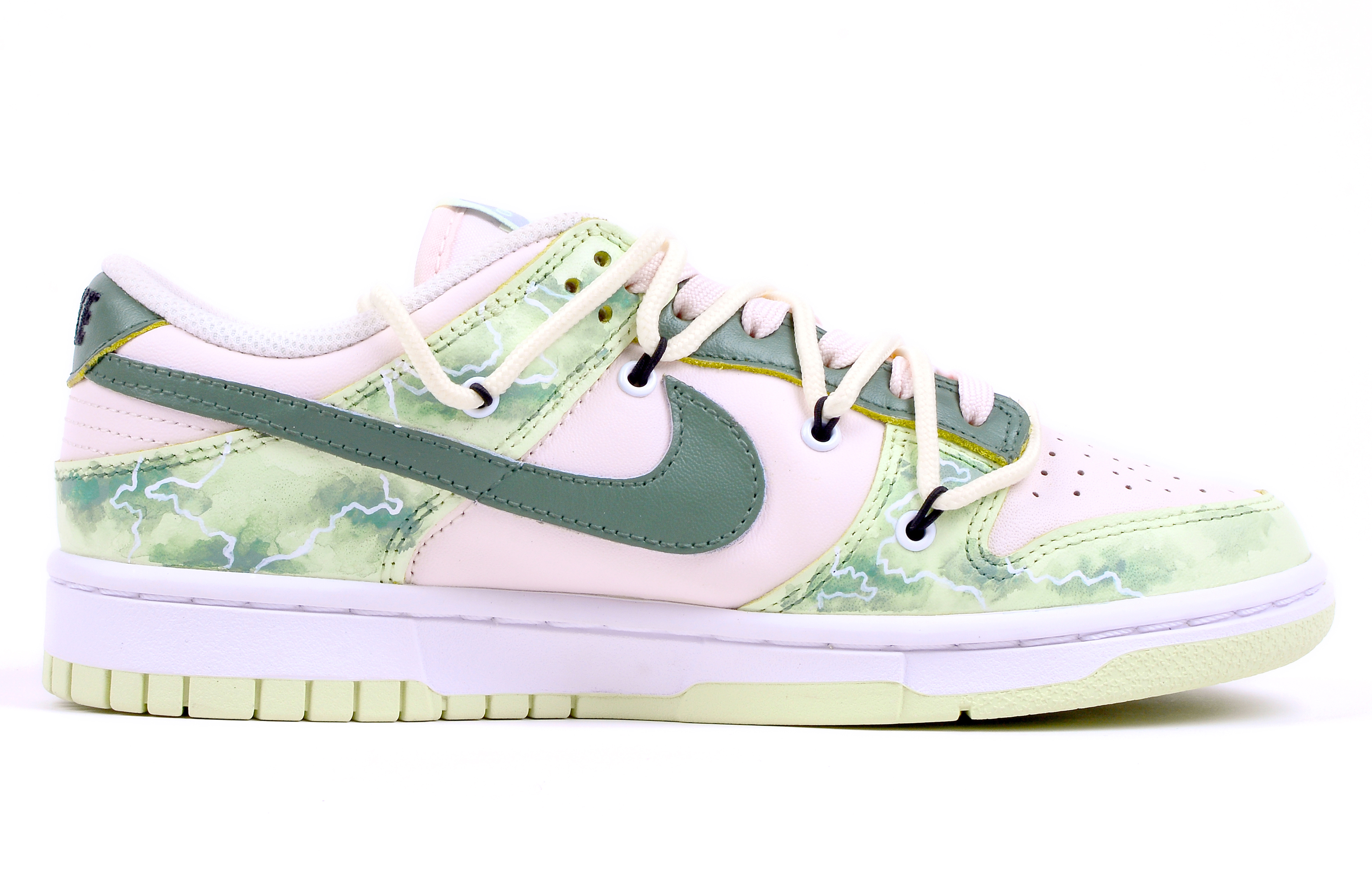 Order (W) Nike Dunk Low カスタム「ライムアイスウォーターインクフェード」 DD1503-600(Team42-女款御纳户茶粉绿)