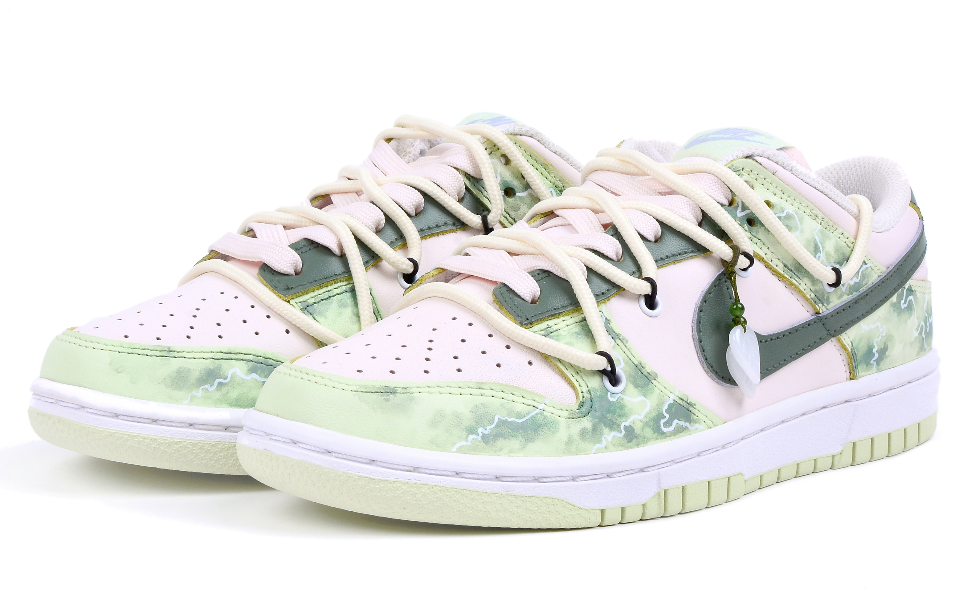 Lookbook (W) Nike Dunk Low カスタム「ライムアイスウォーターインクフェード」 DD1503-600(Team42-女款御纳户茶粉绿)