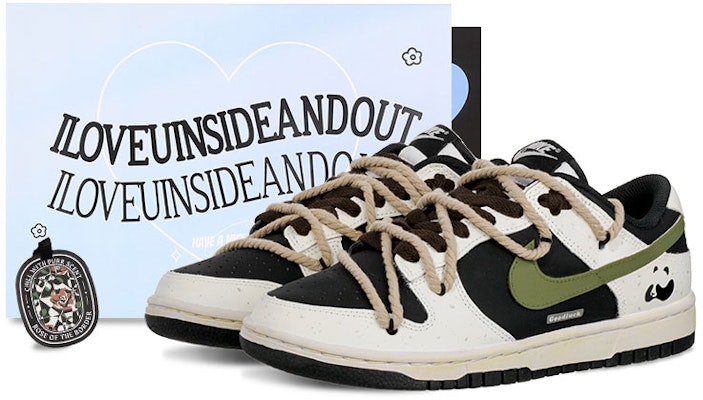 【定制球鞋】Nike Dunk Low 小小熊貓 戶外百搭中國風解構麻繩復古做舊低幫板鞋 女款 黑白 Buy 【定制球鞋】Nike Dunk Low 小小熊貓 戶外百搭中國風解構麻繩復古做舊低幫板鞋 女款 黑白