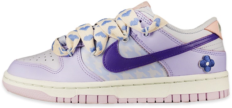 custom-shoes-women-nike-dunk-low-love-houndstooth-deconstructed-purple-white