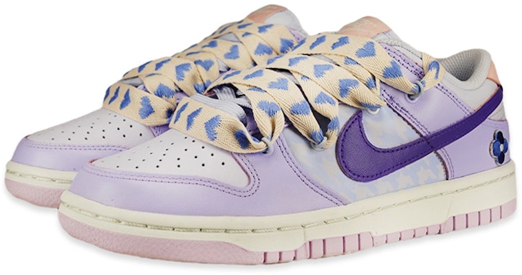 【定製球鞋】Nike Dunk Low 愛心千鳥格 解構風格 休閒 低幫 板鞋 女款 紫白 Lookbook 【定製球鞋】Nike Dunk Low 愛心千鳥格 解構風格 休閒 低幫 板鞋 女款 紫白
