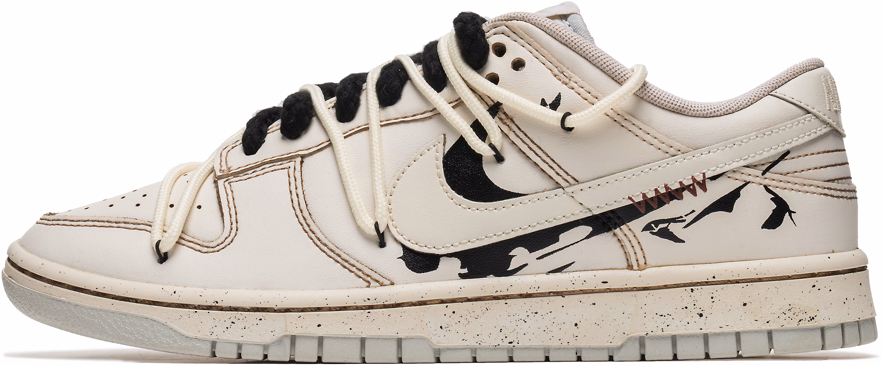 custom-shoes-women-nike-dunk-low-magpie-new-chinese-coffee-dyed-double-swoosh-white-brown