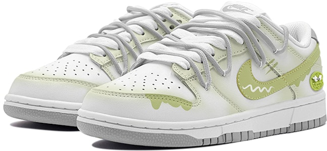 【訂製球鞋】Nike Dunk Low 夏季出行 輕熟搭配 "抹茶餅乾” 限量版鞋盒 低筒 休閒板鞋 GS 女款 灰綠 Lookbook 【訂製球鞋】Nike Dunk Low 夏季出行 輕熟搭配 "抹茶餅乾” 限量版鞋盒 低筒 休閒板鞋 GS 女款 灰綠