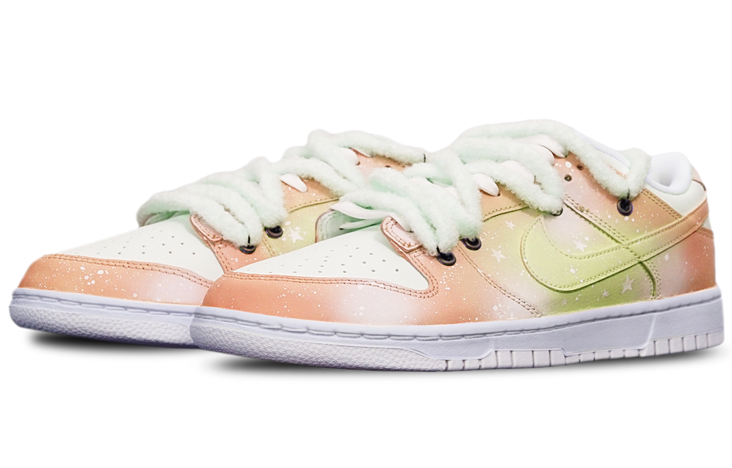 Lookbook (W) 【カスタムシューズ】（女性用）ナイキ ダンク ロー '溶ける雪の結晶マカロン' DH9765-100(TeamT-融雪橙白女S-BOX)